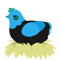 A sable and sky chicken with a head pattern