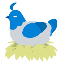 A mist and sapphire chicken with a head pattern