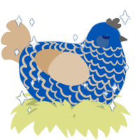 A ultramarine and beige chicken with a lace pattern