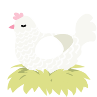 A white chicken with a lace pattern