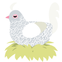 A mist and white chicken with a double-lace pattern