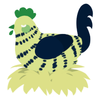 A lemon and tumblr chicken with a bar pattern