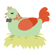 Stachya, a gluppy and vermilion chicken with a neck-speckle pattern