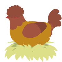 A ochre and russet chicken with a head pattern