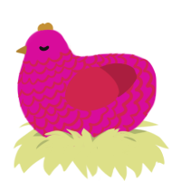 epilepsy warning, a fuchsia and crimson chicken with a lace pattern