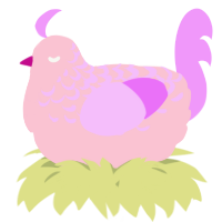A rose and lavender chicken with a half-lace pattern