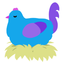 A sky and blurple chicken