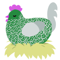Green Eggs and Ham, a viridian and silver chicken with a double-lace pattern