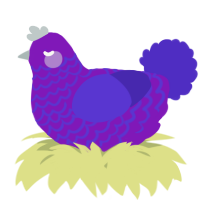 A violet and indigo chicken with a lace pattern
