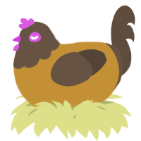 A gold and bark chicken with a head pattern