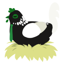 The Val3GGdictorian, a sable and white chicken with a neck-speckle pattern