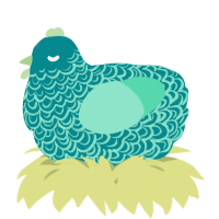 A teal and mint chicken with a double-lace pattern