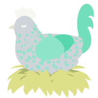 A mist and mint chicken with a speckle pattern
