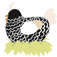 A sable and cream chicken with a lace pattern