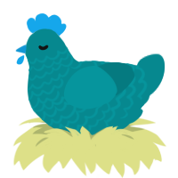 A teal chicken with a lace pattern
