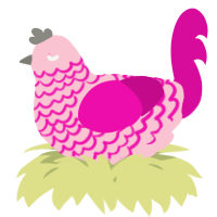 A rose and fuchsia chicken with a lace pattern