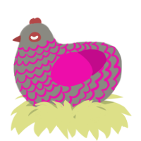 A ash and fuchsia chicken with a lace pattern