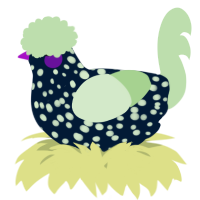 A tumblr and gluppy chicken with a speckle pattern