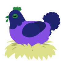 A blurple and navy chicken with a head pattern