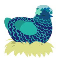 Biolumi Radiance, a navy and turquoise chicken with a lace pattern