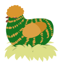 A leaf and orange chicken with a bar pattern