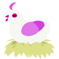 Hubba, a white and orchid chicken