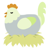 A silver and apple chicken with a head pattern