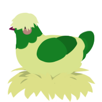 A lemon and leaf chicken with a head pattern