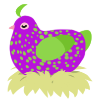 A amethyst and grass chicken with a speckle pattern
