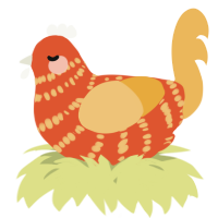 A vermilion and honey chicken with a bar pattern