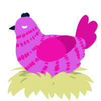 A orchid and fuchsia chicken with a bar pattern