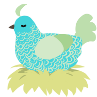 A aqua and gluppy chicken with a double-lace pattern