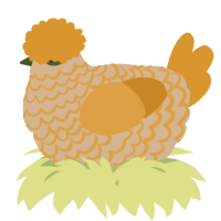 A beige and orange chicken with a lace pattern