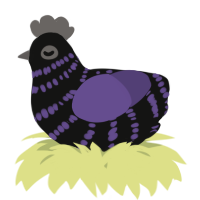 A black and overcast chicken with a bar pattern