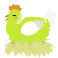 A lime and white chicken with a neck-band pattern