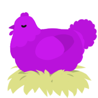 A amethyst chicken with a head pattern