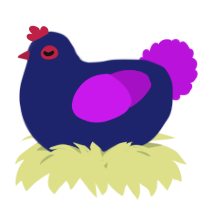 A navy and amethyst chicken