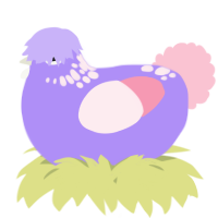 A lilac and rose chicken with a neck-speckle pattern