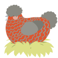 A vermilion and ash chicken with a lace pattern