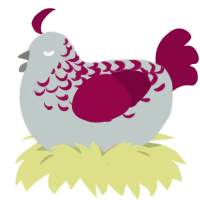 A silver and maroon chicken with a half-lace pattern