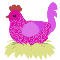 A fuchsia and orchid chicken with a double-lace pattern