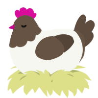 A white and bark chicken with a head pattern