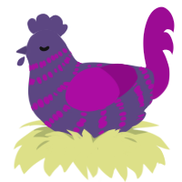 Berry, a overcast and plum chicken with a bar pattern