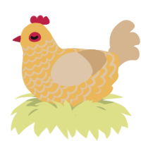 Devious Nugget, a honey and beige chicken with a lace pattern
