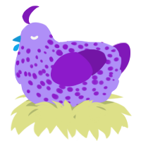 A lilac and violet chicken with a speckle pattern