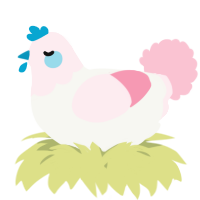A white and rose chicken with a head pattern