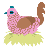A pink and brown chicken with a lace pattern