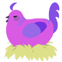 A orchid and blurple chicken with a neck-band pattern
