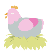 aceite, a silver and pink chicken with a head pattern