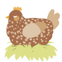 A brown and beige chicken with a speckle pattern